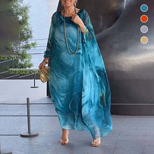 Indlæs billede til gallerivisning Elegant chiffon-kjole med marmorprint