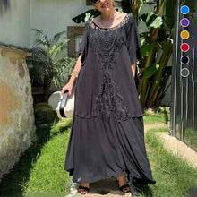 Indlæs billede til gallerivisning Patchwork-kjole med blondekant