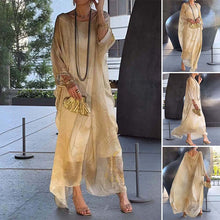 Indlæs billede til gallerivisning Elegant chiffon-kjole med marmorprint