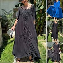 Indlæs billede til gallerivisning Patchwork-kjole med blondekant