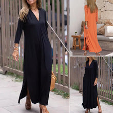 Indlæs billede til gallerivisning Elegant komfortabel kjole med V-hals