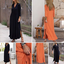 Indlæs billede til gallerivisning Elegant komfortabel kjole med V-hals