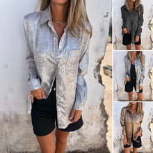 Indlæs billede til gallerivisning Skinnende ensfarvet skjorte