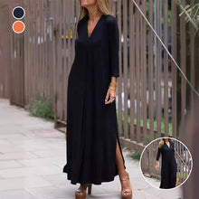 Indlæs billede til gallerivisning Elegant komfortabel kjole med V-hals