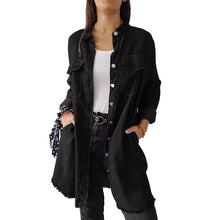Indlæs billede til gallerivisning Denim komfortabel lang frakke skjorte