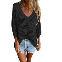 Indlæs billede til gallerivisning V-hals hul strikket top