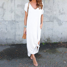 Indlæs billede til gallerivisning Kjole med V-udskæring, slidser og lommer