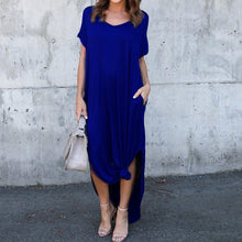 Indlæs billede til gallerivisning Kjole med V-udskæring, slidser og lommer