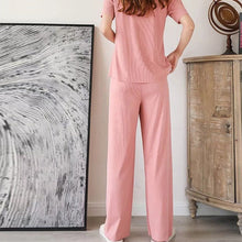 Indlæs billede til gallerivisning Komfortabel Ice Silk kortærmet T-shirt To-delt sæt