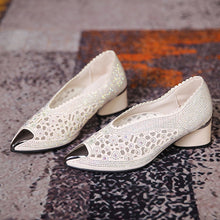 Indlæs billede til gallerivisning Udhulede meshsko med spids tå og kraftig hæl