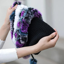 Indlæs billede til gallerivisning Varm blomstret hue i ægte Rex kaninpels