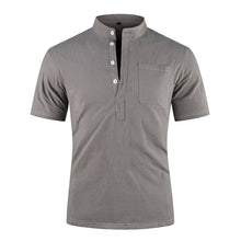 Indlæs billede til gallerivisning Kortærmet skjorte med v-hals i bomuld