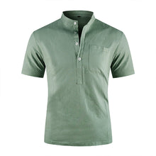 Indlæs billede til gallerivisning Kortærmet skjorte med v-hals i bomuld