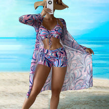 Indlæs billede til gallerivisning Tredelt bikini-sæt med tryk