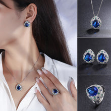 Indlæs billede til gallerivisning Safir Øreringe og Ring Vedhængs-Sæt
