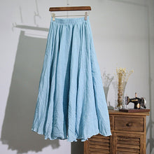 Indlæs billede til gallerivisning Enkeltfarvet Nederdel i Bomuld & Linned