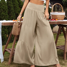 Indlæs billede til gallerivisning Bukser med brede ben i bomuldsblanding