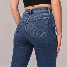 Indlæs billede til gallerivisning Højtaljede strækbare jeans med brede ben