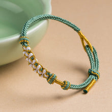 Indlæs billede til gallerivisning Flettet ferskenblomstrings armbånd