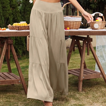 Indlæs billede til gallerivisning Bukser med brede ben i bomuldsblanding