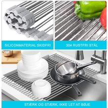 Indlæs billede til gallerivisning Tørrestativ i rustfrit stål til tørring af opvask, sammenfoldelig