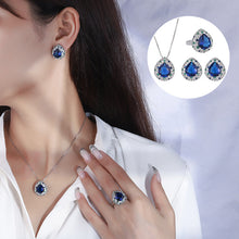 Indlæs billede til gallerivisning Safir Øreringe og Ring Vedhængs-Sæt