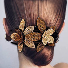 Indlæs billede til gallerivisning Rhinestone dobbelt blomst hårspænde