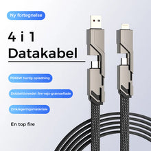 Indlæs billede til gallerivisning 4-i-1 Fladt ladekabel med anti-sammenfiltring og velcro