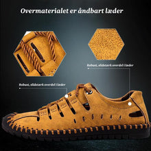 Indlæs billede til gallerivisning Afslappede lædersandaler med mikrofibersyninger i udhulet design (Herre)