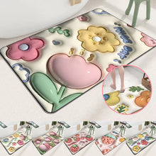 Indlæs billede til gallerivisning Blød mudderabsorberende 3D blomstret diatomé gulvmåtte