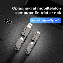 Indlæs billede til gallerivisning 4-i-1 Fladt ladekabel med anti-sammenfiltring og velcro