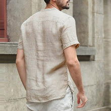 Indlæs billede til gallerivisning Kortærmet skjorte med v-hals i bomuld