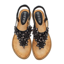 Indlæs billede til gallerivisning Boho håndlavede blomstrede runde tå sandaler med lange tæer