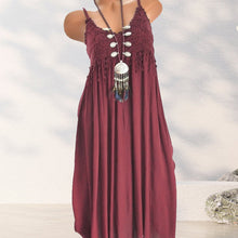 Indlæs billede til gallerivisning Ensfarvet camisolekjole med blonder