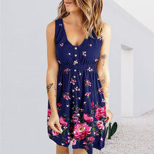 Indlæs billede til gallerivisning Kvinders ærmeløs minikjole med blomstret print med skift