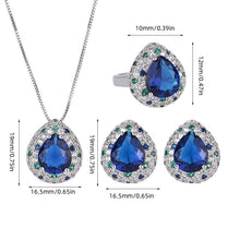 Indlæs billede til gallerivisning Safir Øreringe og Ring Vedhængs-Sæt