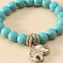 Indlæs billede til gallerivisning Tyrkist elefantarmbånd med lykkevedhæng