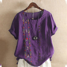 Indlæs billede til gallerivisning Broderet skjorte i bomuld og linned