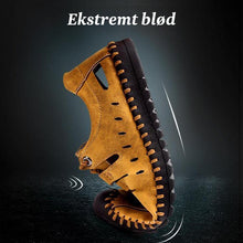 Indlæs billede til gallerivisning Afslappede lædersandaler med mikrofibersyninger i udhulet design (Herre)