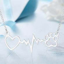 Indlæs billede til gallerivisning ECG hund pote print kærlighed halskæde