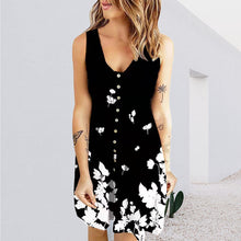 Indlæs billede til gallerivisning Kvinders ærmeløs minikjole med blomstret print med skift