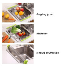 Indlæs billede til gallerivisning Tørrestativ i rustfrit stål til tørring af opvask, sammenfoldelig