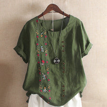 Indlæs billede til gallerivisning Broderet skjorte i bomuld og linned