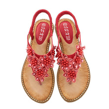 Indlæs billede til gallerivisning Boho håndlavede blomstrede runde tå sandaler med lange tæer