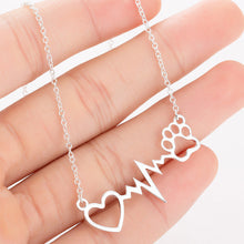 Indlæs billede til gallerivisning ECG hund pote print kærlighed halskæde