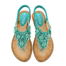 Indlæs billede til gallerivisning Boho håndlavede blomstrede runde tå sandaler med lange tæer