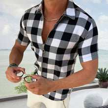 Indlæs billede til gallerivisning Kortærmet Ternet Skjorte med Lapelkrave (Herre)