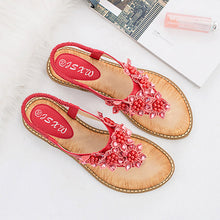 Indlæs billede til gallerivisning Boho håndlavede blomstrede runde tå sandaler med lange tæer