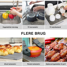 Indlæs billede til gallerivisning Tørrestativ i rustfrit stål til tørring af opvask, sammenfoldelig