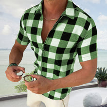 Indlæs billede til gallerivisning Kortærmet Ternet Skjorte med Lapelkrave (Herre)